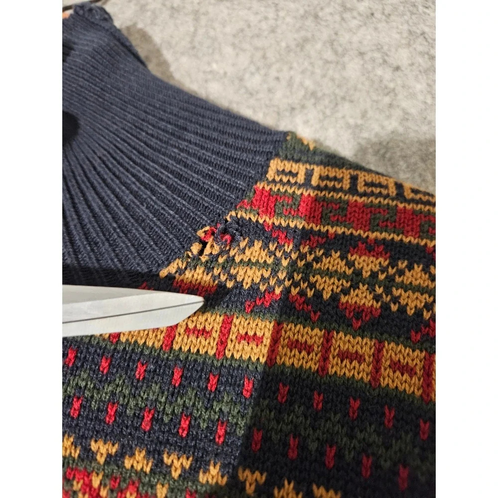 Scandia Woods Sweater Mens 3XL Fair Isle Mock Neck Cotton Blend